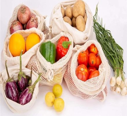 Reusable Solid Shopping Bag String Grocery Bag Shopper Cotton Tote Mesh Net Woven Portable Durable Shopping, BAGEASE