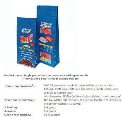 Brown kraft packing paper bag, BBQ fuel packing bag, Animal seed packing paper sack, CHARCOAL, ANIMAL FEED, DEXTROSE, ME