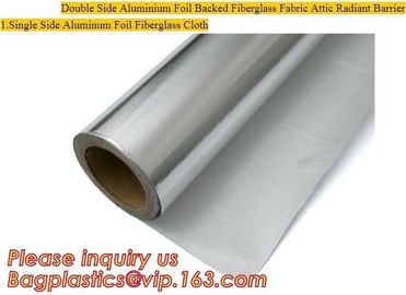 Double side Aluminium foil backed fiberglass fabric attic radiant barrier cloth,aluminium foil woven cloth, bulding mate