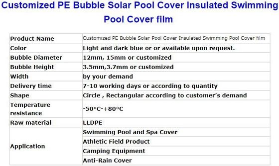 Customized PE Bubble Solar Pool Cover Insulated Swimming Pool Cover Film,USA Europe Popular Swimming Solar Bubble Pool C