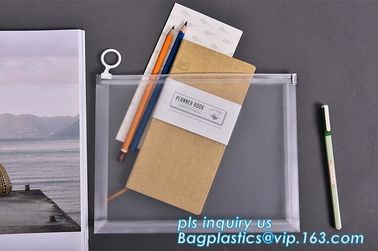 plastic Zippered Envelope Ziplock Waterproof PP Bags Seamless Slider Closure Storage Pouch for A4 Paper,Magazine,Memo