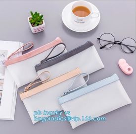 clear vinyl TPU pencil case bag with zipper for boys girls, Creative contracted envelope bag translucent frosted pencil