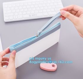 clear vinyl TPU pencil case bag with zipper for boys girls, Creative contracted envelope bag translucent frosted pencil