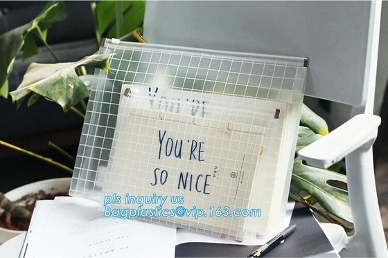 PE & PP double slider wholesale pe plastic file pouch with zipper, PP Plastic Slider Zip Lock A4 Doucment Files Holder B