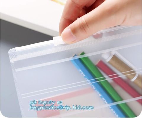 PP Zipper Slider Bag, Plastic Buckle Bag Storage slider zipper bag, slide grip report cover slider bar clear folders
