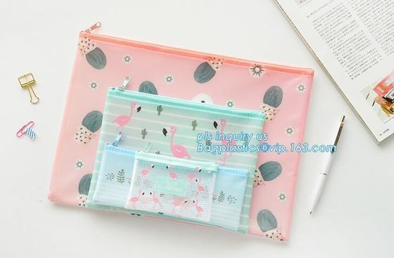 mesh net pouch for file folder, Promotion M square carrying PVC stationery file Bag, Ziplock Stationery Document File Nu