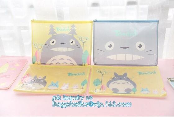 Eco-friendly plastic custom slider zipper PVC stationery bag, ziplock slider zipper closure stationery bag, Slider Zippe