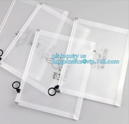 towel slider cosmetic bag, Slider Zip Poly Bag, office file bag with zipper/document file pockect, clear pvc zipper bag/