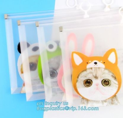 Fashion lock Packaging Bag with Slider Fashion PVC sealed stationery bag, stationery frosted pvc bag with slider