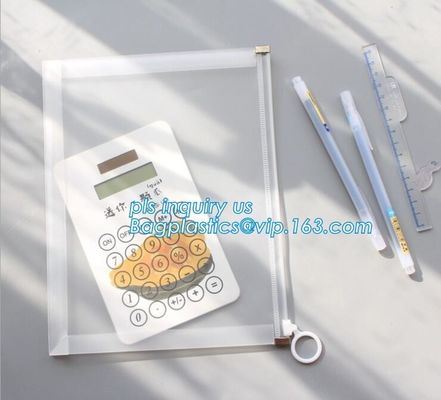 PVC slider ziplock bag for stationery, file,school kids, stationery packaging zipper bag with slider, PVC plastic Hanger