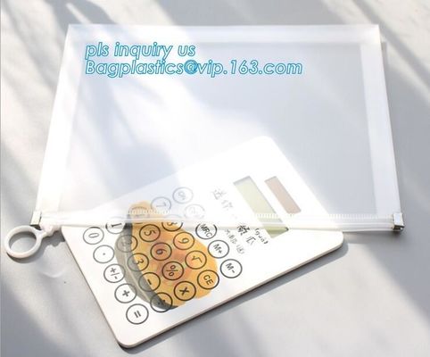 PVC slider ziplock bag for stationery, file,school kids, stationery packaging zipper bag with slider, PVC plastic Hanger