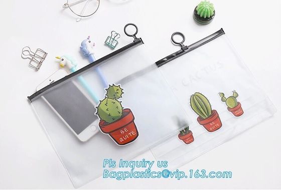 Frosted Swimwear toiletry PVC Vinyl Bag With Slider Ziplock, zipper bag with hang holes & slider, vinyl pvc zipper bags