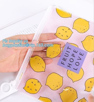 Slider zipper Clear pvc bag for package Vinyl transparent pvc bag cosmetic packing, bottom gusset slider ziplock printed