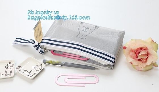 A3,A4,A5,B4,B5,B6,B8 file folder clear mesh bag printed logo document folder with zipper, Waterproof Tear-resistant Blac