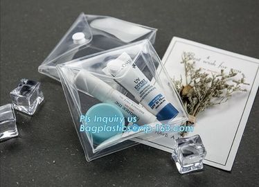 ziplock bags for cosmetic puff automatic slider zipper bag, OEM clear PVC bag/ PVC slider bag/PVC zipper bag, Make Up Or