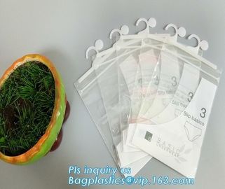 Transparent bottom gusset slider ziplock pvc zipper bags with holding loop, slider biodegradable zipper bag, slider zip
