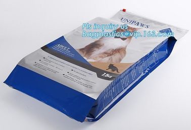 Slider Zipper Flat Bottom Side Gusset Dog Pet Food Packing Bag, Gravure Printing Top Slider Ziplock Plastic Pet Dog Trea