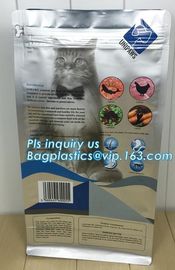 slider zipper flat bottom pet food bag , 5kg large quad seal pouch , plastic dog food packaging, slider ziplock big pet