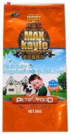Square bottom slider ziplock plastic packaging bag for dog cat, quad seal bottom and bottom load metallized film slider