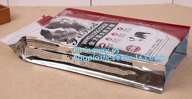 Slider zipper quad seal bag 10kg pet food bag, Tin Tie Flat Bottom Coffee Bean Bag / Aluminum Foil Side Gusset Quad Seal