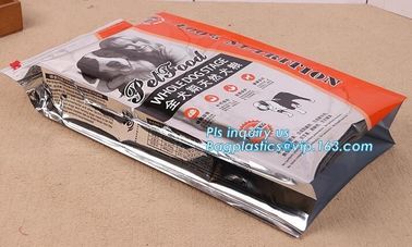 Slider zipper quad seal bag 10kg pet food bag, Tin Tie Flat Bottom Coffee Bean Bag / Aluminum Foil Side Gusset Quad Seal