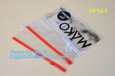 Swimwear toiletry PVC Vinyl Bag With Slider Ziplock, Slider zipper Clear pvc bag for package Vinyl, snap button PVC EVA