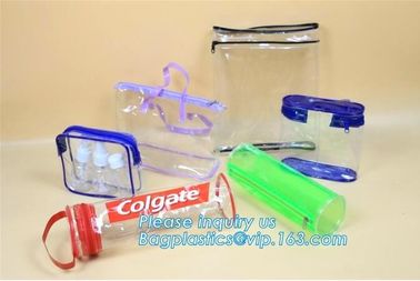 Swimwear toiletry PVC Vinyl Bag With Slider Ziplock, Slider zipper Clear pvc bag for package Vinyl, snap button PVC EVA