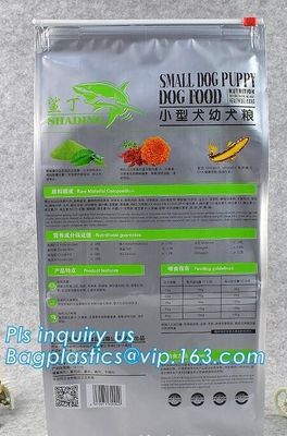 side gusset slider 15 kg pet food bag with slider zip, dog food packaging bag with slider seal, dog treat packaging supp