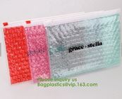 Compostable metallic glossy holographic private label bubble mailing bag, zip slider clear glitter bubble pouch bag