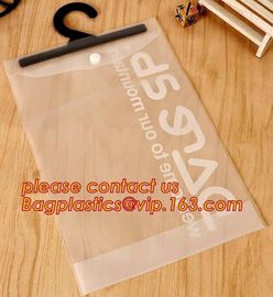 Custom printing eva material underwear cloth garment bag with hanger hook,EVA packaging bag button type pressed with the