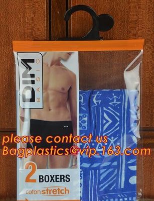 100% ECO-friendly men's underwear storage packing pouch bag with hanger hook,garment packaging bag swimsuit bag top plas