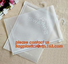 Sinicline hot sale underwear bag white hanger pvc waterproof bag with zip lock,bag for Plastic side zipper underwear bag