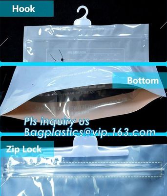 Stationery Set Transparent Plastic Bow Handle Hanger Zipper Lock Cosmetic Pvc Bag With Ziplock,Hanger Plastic Hook Bag f