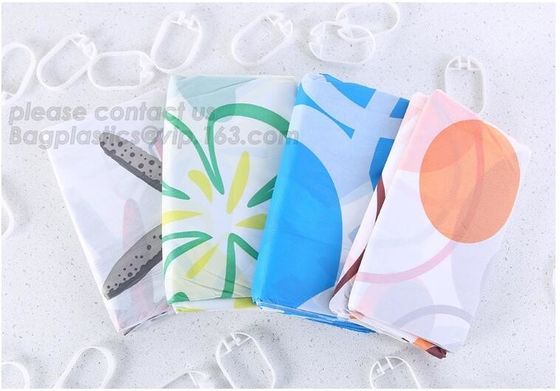 Home goods pure white shower curtains with plastic hook, Custom Printed Shower Curtain, bathroom curtain bagplastics bag