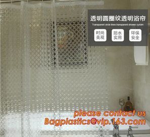 TRANSPARENT CIRCLE LINES, TRANSPARENT , polyester shower curtain and matching mat waterproof custom bath bathroom shower