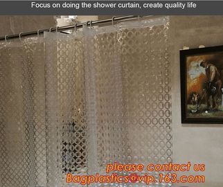 TRANSPARENT CIRCLE LINES, TRANSPARENT , polyester shower curtain and matching mat waterproof custom bath bathroom shower