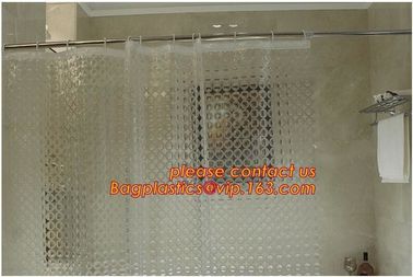 TRANSPARENT CIRCLE LINES, TRANSPARENT , polyester shower curtain and matching mat waterproof custom bath bathroom shower