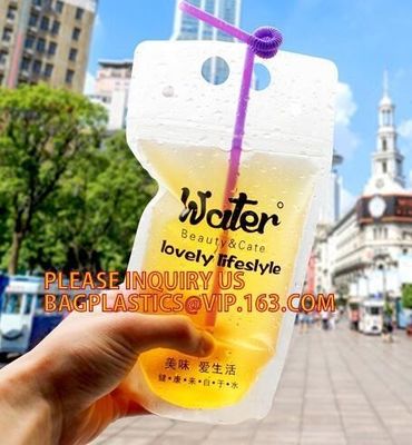 stand up reclosable drinking pouches cold drink ziplock bag with straw,Beveragereusable Kids Snack Zip Lock Juice Drink