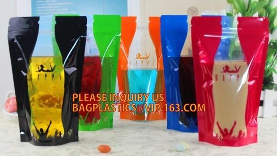 stand up reclosable drinking pouches cold drink ziplock bag with straw,Beveragereusable Kids Snack Zip Lock Juice Drink