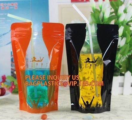 stand up reclosable drinking pouches cold drink ziplock bag with straw,Beveragereusable Kids Snack Zip Lock Juice Drink