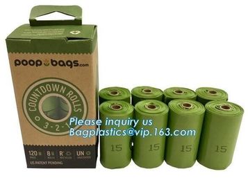 custom printed eco friendly Large Leak-Proof Lavender Scented Single Roll Disposable Dog Poop Bags, clean up bags