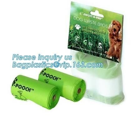 Eco friendly Dog Waste Pet Poop Bags Refill Rolls with dipenser, bone shape dispenser eco biodegradable dog poop waste