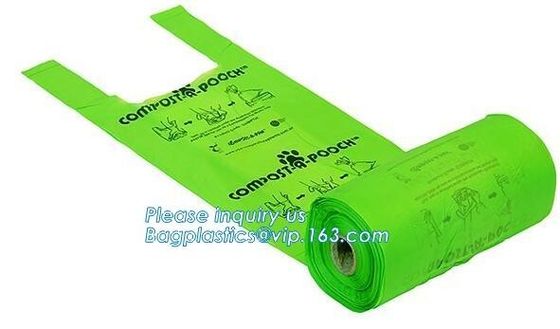 100% Eco friendly plastic shopping bags/T-shirt compostable food packaging for supermarkt, disposable plastic garbage ba