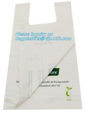 100% Compostable vest carrier plastic shopping bag with ce certificated, Vest Carrier Bags for Home Usage, vest carrier