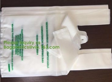 BIODEGRADABLE PVA PLASTIC WATER SOLUBLE VEST HANDLES BAG, COMPOSTALE PLA+PBAT CORN STARCH POTATOES STARCH ECO FIRNEDLY