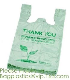 compostable t shirt bag,100% Biodegradable Compostable Plastic bag,EN13432 certified compostable bag biodegradable plast