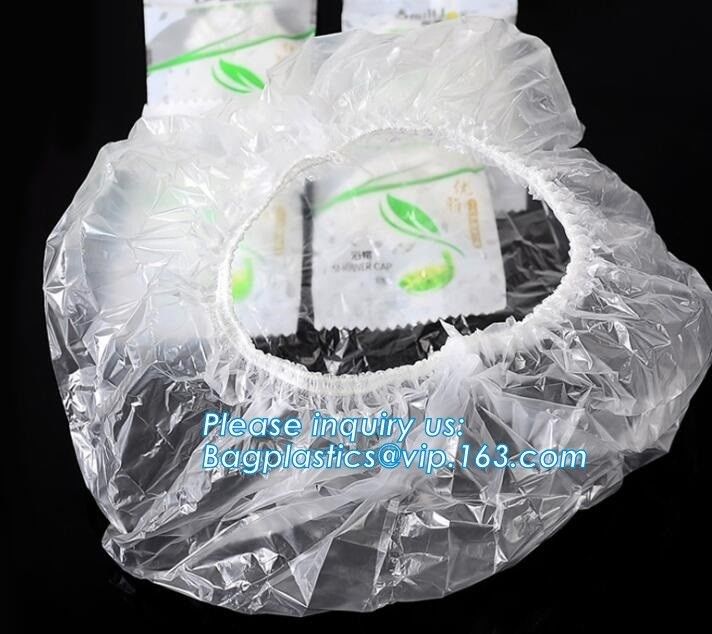 Eco bio plastic Microfiber Double Layers Elastic Reusable Bathing Cap waterproof Shower Cap,Disposable Shower Cap bageas