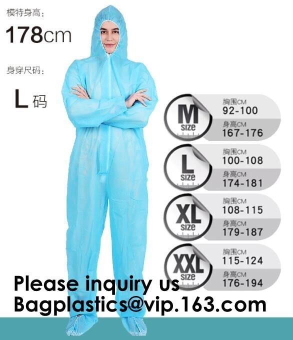 Boot, Hood, Elastic Cuffs, Ankles, Waist. Heavy-Duty Protective Coveralls. Unisex Disposable Workwear for cleaning servi