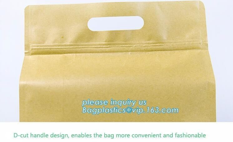 Stand up ziplock kraft paper bags with clear window,resealable zipper stand up clear window brown kraft paper bag BAGEAS