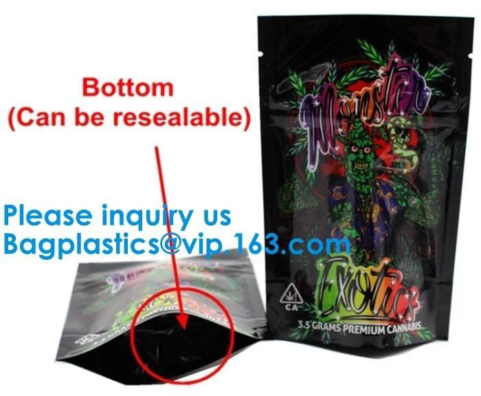 Aluminum Foil Mylar Smell Proof Bag Weed Ziplock Bag,Child Resistant Exit Handle Bags Smell Proof For Legal Medicinal Pr
